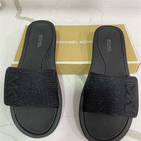 michael kors slides silver|Michael Kors slides size 11.